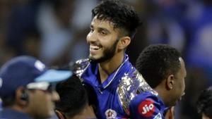 Mumbai Indians player Mayank Markande celebrates after Mahendra Singh Dhoni's wicket against Chennai Super Kings during their IPL cricket T20 match in Mumbai, India, Saturday.(AP) Mumbai Indians player Mayank Markande celebrates after Mahendra Singh Dhoni's wicket against Chennai Super Kings during their IPL cricket T20 match in Mumbai, India, Saturday.(AP)