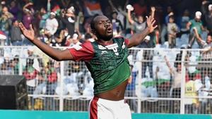 Aser Pierrick Dicka will be Mohun Bagan's go to man for goals in the Super Cup clash against Shillong Lajong.(PTI) Aser Pierrick Dicka will be Mohun Bagan's go to man for goals in the Super Cup clash against Shillong Lajong.(PTI)