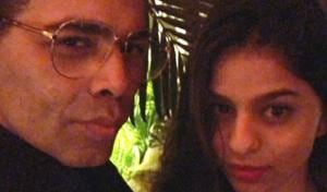 Shah Rukh Khan’s daughterSuhana Khan poses with Karan Johar as he pouts for the camera. Shah Rukh Khan’s daughterSuhana Khan poses with Karan Johar as he pouts for the camera.