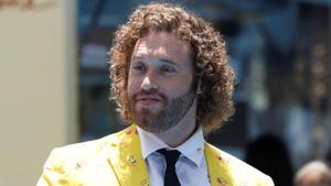 Cast member TJ Miller attends the premiere for The Emoji Movie in Los Angeles.(REUTERS)