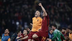 AS Roma turned around a 4-1 deficit to eliminate favourites Barcelona from the UEFA Champions League.(AFP) AS Roma turned around a 4-1 deficit to eliminate favourites Barcelona from the UEFA Champions League.(AFP)