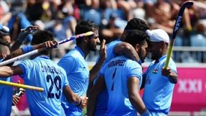 Catch highlights of India vs England, Pool B hockey match, 2018 Commonwealth Games, here. The Indian men’s hockey team beat England 4-3.(AFP) Catch highlights of India vs England, Pool B hockey match, 2018 Commonwealth Games, here. The Indian men’s hockey team beat England 4-3.(AFP)