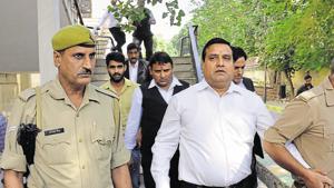 The former MLA is presently in jail in connection with the murder of Bharatiya Janata Party (BJP) leader Gajendra Bhati. He was gunned down by two bikers in Khoda on September 2, 2017.(Sakib Ali/HT Photo) The former MLA is presently in jail in connection with the murder of Bharatiya Janata Party (BJP) leader Gajendra Bhati. He was gunned down by two bikers in Khoda on September 2, 2017.(Sakib Ali/HT Photo)