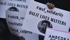 Members of student organisations gather at the North Campus to express solidarity with University of Hyderabad student Rohith Vemula, whose suicide on the campus had triggered nationwide outrage on Dalit and minority-related issues.(HT File Photo) Members of student organisations gather at the North Campus to express solidarity with University of Hyderabad student Rohith Vemula, whose suicide on the campus had triggered nationwide outrage on Dalit and minority-related issues.(HT File Photo)