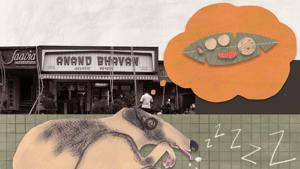 Periappa dreams about his favourite foods idli and dosa.(PRATHAM BOOKS) Periappa dreams about his favourite foods idli and dosa.(PRATHAM BOOKS)