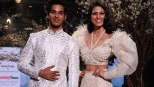 Ishaan Khatter and Malavika Mohanan walk the ramp showcasing collection from Falguni and Shane Peacock on the third day of Bombay Times Fashion Week 2018, in Mumbai on April 1, 2018.(IANS) Ishaan Khatter and Malavika Mohanan walk the ramp showcasing collection from Falguni and Shane Peacock on the third day of Bombay Times Fashion Week 2018, in Mumbai on April 1, 2018.(IANS)