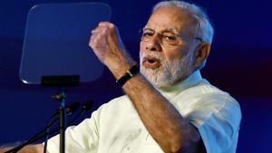 Prime Minister Narendra Modi addresses the 10th edition of India’s Mega Defence Exhibition — DefExpo 2018 at Tiruvidandhai, on the outskirts of Chennai, Tamil Nadu, on Thursday.(PTI Photo) Prime Minister Narendra Modi addresses the 10th edition of India’s Mega Defence Exhibition — DefExpo 2018 at Tiruvidandhai, on the outskirts of Chennai, Tamil Nadu, on Thursday.(PTI Photo)