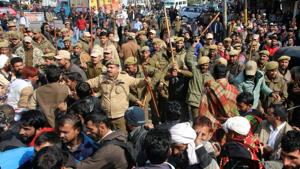 Members of the Gujjar community shout slogans during a protest rally against the rape and murder of eight-year old Kathua girl, in Jammu.(PTI File Photo) Members of the Gujjar community shout slogans during a protest rally against the rape and murder of eight-year old Kathua girl, in Jammu.(PTI File Photo)