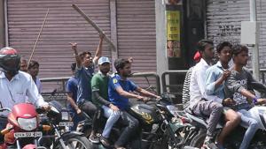 Protestors in Jaipur during ‘Bharat Bandh’ called by SC, ST communities on April 2.(Himanshu Vyas/HT Photo) Protestors in Jaipur during ‘Bharat Bandh’ called by SC, ST communities on April 2.(Himanshu Vyas/HT Photo)