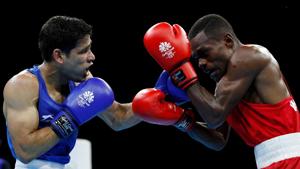 Mohammed Hussamuddin went down 0-5 to Peter McGrail in the men’s 56 kg semi-final bout at the Commonwealth Games.(AFP) Mohammed Hussamuddin went down 0-5 to Peter McGrail in the men’s 56 kg semi-final bout at the Commonwealth Games.(AFP)