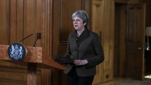 Britain's Prime Minister Theresa May gives a press conference at Downing Street in central London on April 14, 2018 following British military action against Syria.(AFP Photo) Britain's Prime Minister Theresa May gives a press conference at Downing Street in central London on April 14, 2018 following British military action against Syria.(AFP Photo)