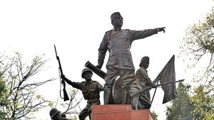 The ensemble of Subhash Chandra Bose and INA soldiers was mounted at the park in 1975. Sanchit Khanna/HT PHOTO(Sanchit Khanna//HT) The ensemble of Subhash Chandra Bose and INA soldiers was mounted at the park in 1975. Sanchit Khanna/HT PHOTO(Sanchit Khanna//HT)