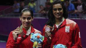 India’s Saina Nehwal (L) and PV Sindhu after the women's singles badminton final at Carrara Sports Hall during the 2018 Commonwealth Games on the Gold Coast, Australia on April 15, 2018.(AP) India’s Saina Nehwal (L) and PV Sindhu after the women's singles badminton final at Carrara Sports Hall during the 2018 Commonwealth Games on the Gold Coast, Australia on April 15, 2018.(AP)