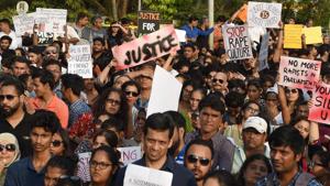 Thousands of people protested against the brutal rape cases in Kathua and Unnao, in Mumbai.(AFP Photo) Thousands of people protested against the brutal rape cases in Kathua and Unnao, in Mumbai.(AFP Photo)