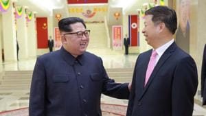 North Korean leader Kim Jong Un meets Song Tao, the head of the Chinese Communist Party Central Committee’s international department on Sunday.(Reuters photo)