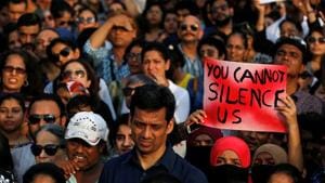 People gather to protest the rape of an eight-year-old girl in Kathua, and a teenager in UP’s Unnao, in Mumbai on Sunday. The incidents have spurred public anger and led to demands of a death penalty for the culprits.(Reuters) People gather to protest the rape of an eight-year-old girl in Kathua, and a teenager in UP’s Unnao, in Mumbai on Sunday. The incidents have spurred public anger and led to demands of a death penalty for the culprits.(Reuters)