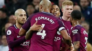 Manchester City, who were confirmed as Premier League champions on Sunday, can break the 100-point mark this season.(REUTERS) Manchester City, who were confirmed as Premier League champions on Sunday, can break the 100-point mark this season.(REUTERS)
