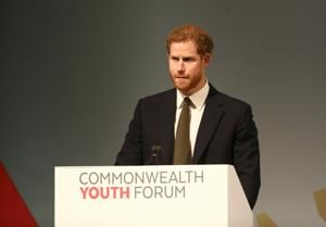 Britain's Prince Harry at a youth forum on the sidelines of the Commonwealth Heads of Government Meeting (CHOGM) in London on April 16, 2018.(AFP) Britain's Prince Harry at a youth forum on the sidelines of the Commonwealth Heads of Government Meeting (CHOGM) in London on April 16, 2018.(AFP)