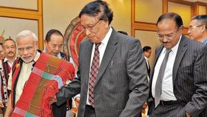 Prime Minister Narendra Modi with general secretary of National Socialist Council of Nagaland, the (late) Isak Muivah at the signing ceremony of Nagaland peace accord in New Delhi on August 3, 2015.(PIB Photo Division) Prime Minister Narendra Modi with general secretary of National Socialist Council of Nagaland, the (late) Isak Muivah at the signing ceremony of Nagaland peace accord in New Delhi on August 3, 2015.(PIB Photo Division)