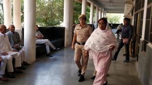 Main accused Jaswanti Devi in the Panchkula district court on Wednesday.(HT Photo) Main accused Jaswanti Devi in the Panchkula district court on Wednesday.(HT Photo)