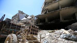 A rocket launcher is seen at the city of Douma, Damascus, Syria April 16, 2018.(REUTERS) A rocket launcher is seen at the city of Douma, Damascus, Syria April 16, 2018.(REUTERS)