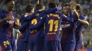 Barcelona are now on 83 points after 33 La Liga games of the season.(AP) Barcelona are now on 83 points after 33 La Liga games of the season.(AP)
