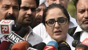 Advocate Deepika Singh Rajawat, lawyer of Kathua rape case victim, talks to media after filling a petition in the Supreme Court in New Delhi, India.(Sushil Kumar/HT PHOTO) Advocate Deepika Singh Rajawat, lawyer of Kathua rape case victim, talks to media after filling a petition in the Supreme Court in New Delhi, India.(Sushil Kumar/HT PHOTO)