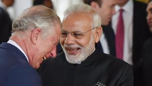 Prime Minister Narendra Modi with Prince Charles during a visit to the science museum in London on Wednesday.(PTI) Prime Minister Narendra Modi with Prince Charles during a visit to the science museum in London on Wednesday.(PTI)