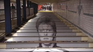 The track entrance of the Broadway-Lafayette station, a short walk from where London-born rocker David Bowie lived his final years.(AFP) The track entrance of the Broadway-Lafayette station, a short walk from where London-born rocker David Bowie lived his final years.(AFP)
