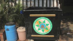 A collection bin for plastic items at Fashion Street in Mumbai .(Bhushan Koyande) A collection bin for plastic items at Fashion Street in Mumbai .(Bhushan Koyande)