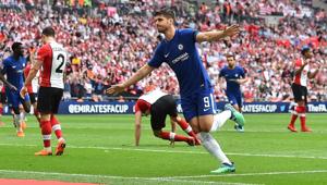 Alvaro Morata celebrates after scoring for Chelsea FC against Southampton in the FA Cup 2018 semifinal on Sunday.(AFP) Alvaro Morata celebrates after scoring for Chelsea FC against Southampton in the FA Cup 2018 semifinal on Sunday.(AFP)