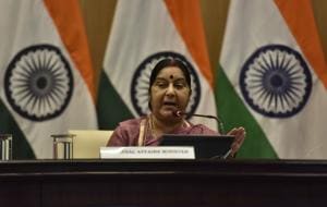 Minister of external affairs Sushma Swaraj is in Beijing to attend the Shanghai Cooperation Organisation’s (SCO) foreign ministers’ meet.(HT FILE PHOTO) Minister of external affairs Sushma Swaraj is in Beijing to attend the Shanghai Cooperation Organisation’s (SCO) foreign ministers’ meet.(HT FILE PHOTO)