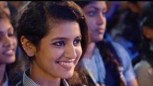 Priya Prakash Varrier in a still from Oru Adaar Love. Priya Prakash Varrier in a still from Oru Adaar Love.