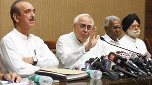 Opposition leaders speak to media submitting to the vice president M Venkaiah Naidu a notice seeking the impeachment of Chief Justice of India Dipak Misra in New Delhi on Friday.(Raj K Raj/HT Photo) Opposition leaders speak to media submitting to the vice president M Venkaiah Naidu a notice seeking the impeachment of Chief Justice of India Dipak Misra in New Delhi on Friday.(Raj K Raj/HT Photo)