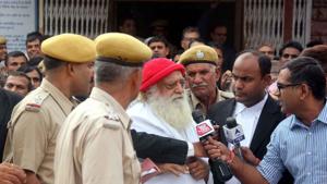 A file photo of Asaram ‘Bapu’, as he is known to his followers, talking to the media at a court hearing in Jodhpur. A file photo of Asaram ‘Bapu’, as he is known to his followers, talking to the media at a court hearing in Jodhpur.