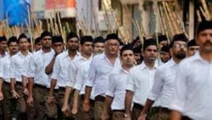 Volunteers of Rashtriya Swayamsevak Sangh in Mumbai.(REUTERS File) Volunteers of Rashtriya Swayamsevak Sangh in Mumbai.(REUTERS File)