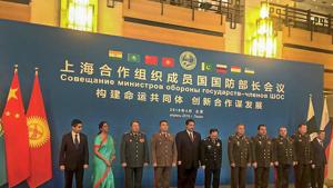 Nirmala Sitharaman with other ministers at Shanghai Cooperation Organisation's (SCO) Defence Ministers' meeting in Beijing on Tuesday.(PTI) Nirmala Sitharaman with other ministers at Shanghai Cooperation Organisation's (SCO) Defence Ministers' meeting in Beijing on Tuesday.(PTI)