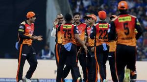 Get highlights of Mumbai Indians vs Sunrisers Hyderabad IPL 2018 Twenty20 here. SRH beat MI by 31 runs in a low-scoring thriller at the Wankhede Stadium, Mumbai, on Tuesday.(BCCI) Get highlights of Mumbai Indians vs Sunrisers Hyderabad IPL 2018 Twenty20 here. SRH beat MI by 31 runs in a low-scoring thriller at the Wankhede Stadium, Mumbai, on Tuesday.(BCCI)