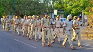 Jodhpur Police personnel are on guard around the Jodhpur Central Jail where self-styled godman Asaram is lodged. A special court will pronounce the verdict in a 2013 rape case.(PTI Photo) Jodhpur Police personnel are on guard around the Jodhpur Central Jail where self-styled godman Asaram is lodged. A special court will pronounce the verdict in a 2013 rape case.(PTI Photo)