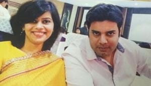 Juhi Jalota, a 27-year-old engineer based in Ludhiana, bagged the 122nd rank in the Union Public Services Commission (UPSC) examinations. (Juhi Jalota with her husband in the picture)(HT photo)