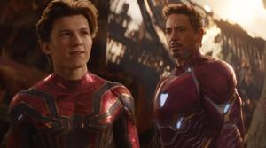 Tom Holland and Robert Downey Jr in a scene from Avengers: Infinity War. Tom Holland and Robert Downey Jr in a scene from Avengers: Infinity War.