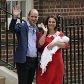 British royals William and Kate wave to photographers hours after the birth of their third child.(Tim Ireland / AP Photo) British royals William and Kate wave to photographers hours after the birth of their third child.(Tim Ireland / AP Photo)