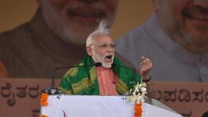PM Narendra Modi addresses farmer's convention in Davangere district in Bengaluru.(Arijit Sen/HT File Photo) PM Narendra Modi addresses farmer's convention in Davangere district in Bengaluru.(Arijit Sen/HT File Photo)
