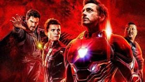 Tony Stark, Peter Parker and Doctor Strange in a banner for Avengers: Infinity War. Tony Stark, Peter Parker and Doctor Strange in a banner for Avengers: Infinity War.