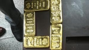 CISF recovered a bag containing nine gold bars weighing about 09 kg, worth approximately Rs.3 crore.(ANI Photo)