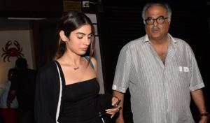 Boney Kapoor along with his daughter Janhvi Kapoor and Khushi Kapoor is in Delhi to receive the National Film Award for his late wife, Sridevi.(IANS) Boney Kapoor along with his daughter Janhvi Kapoor and Khushi Kapoor is in Delhi to receive the National Film Award for his late wife, Sridevi.(IANS)