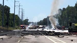 The military plane crash site is seen in Savannah, Georgia, U.S., May 2, 2018 in this picture obtained from social media.(REUTERS) The military plane crash site is seen in Savannah, Georgia, U.S., May 2, 2018 in this picture obtained from social media.(REUTERS)