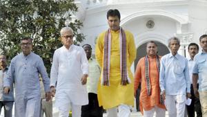 Tripura BJP President and Chief Minister Biplab Deb arrive to meet Tripura Governor.(PTI File Photo) Tripura BJP President and Chief Minister Biplab Deb arrive to meet Tripura Governor.(PTI File Photo)