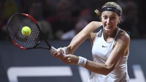 Petra Kvitova of Czech Republic in action during a match at the WTA tennis tournament in Prague.(AP) Petra Kvitova of Czech Republic in action during a match at the WTA tennis tournament in Prague.(AP)