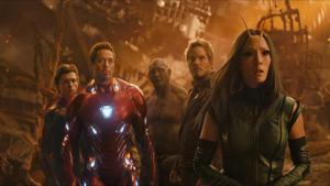 This image released by Marvel Studios shows, from left, Tom Holland, Robert Downey Jr., Dave Bautista, Chris Pratt and Pom Klementieff in a scene from Avengers: Infinity War(AP) This image released by Marvel Studios shows, from left, Tom Holland, Robert Downey Jr., Dave Bautista, Chris Pratt and Pom Klementieff in a scene from Avengers: Infinity War(AP)